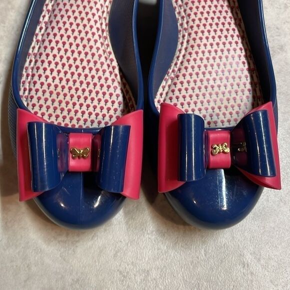 Zaxy women’s blue/pink bow tie PVC sling back ballerina Flats size 9 - Picture 5 of 6